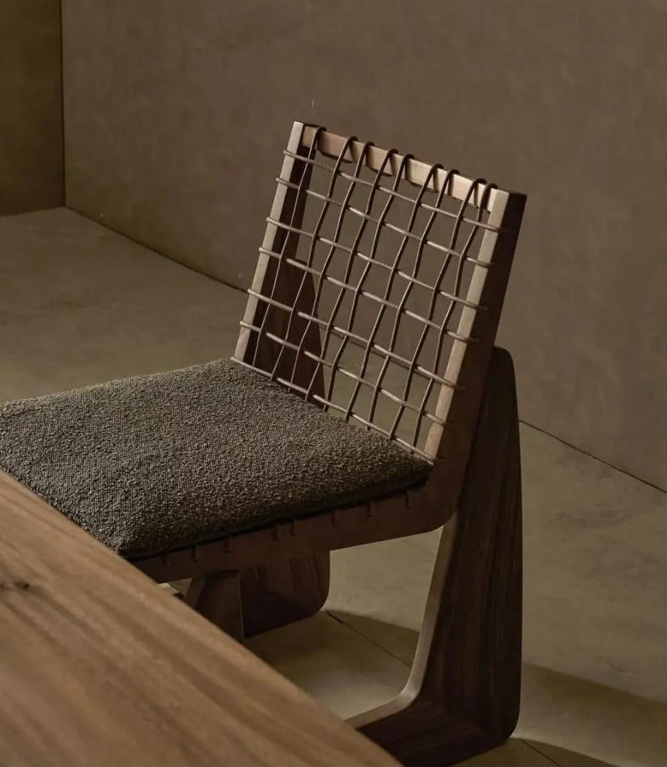 Silla Étnica África de Madera de Albizia y Cojín Beige 52,5 x 62 x 78 cm