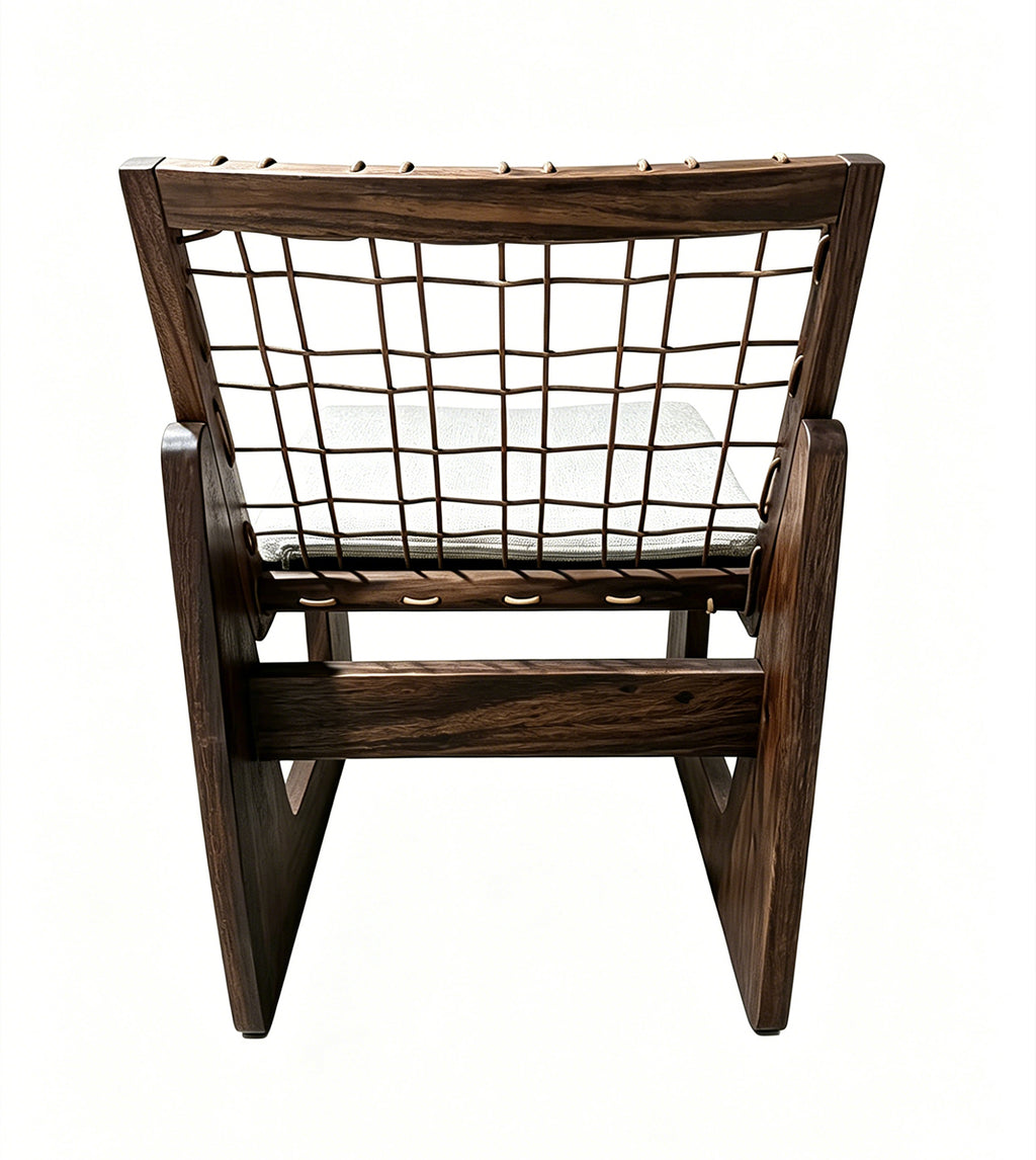 Silla Étnica África de Madera de Albizia y Cojín Beige 52,5 x 62 x 78 cm