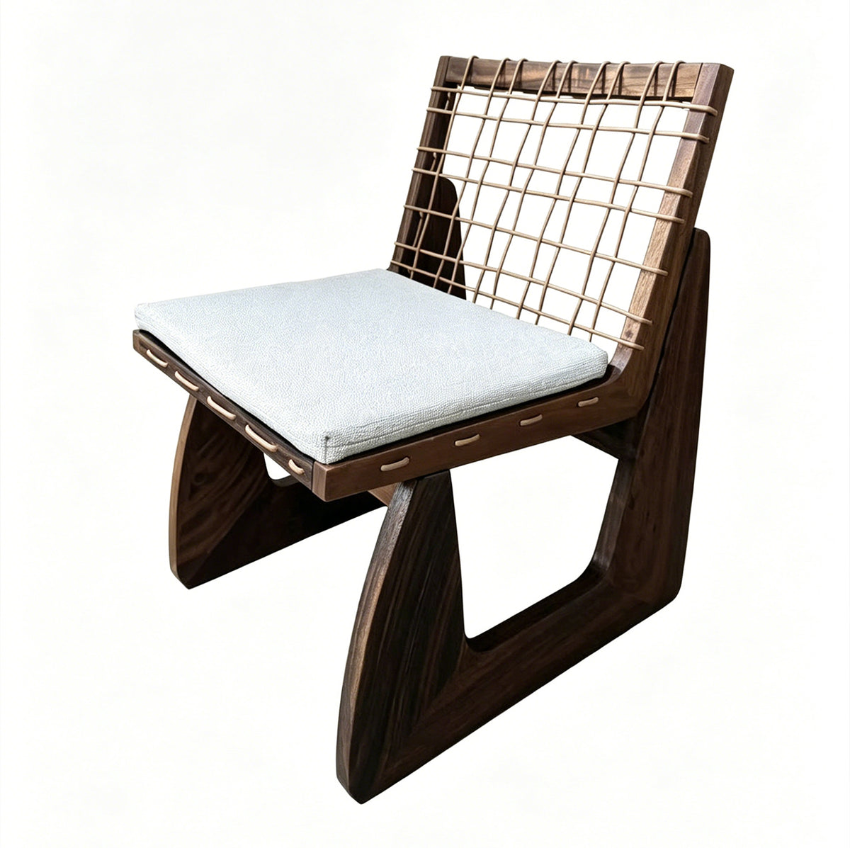 Silla Étnica África de Madera de Albizia y Cojín Beige 52,5 x 62 x 78 cm