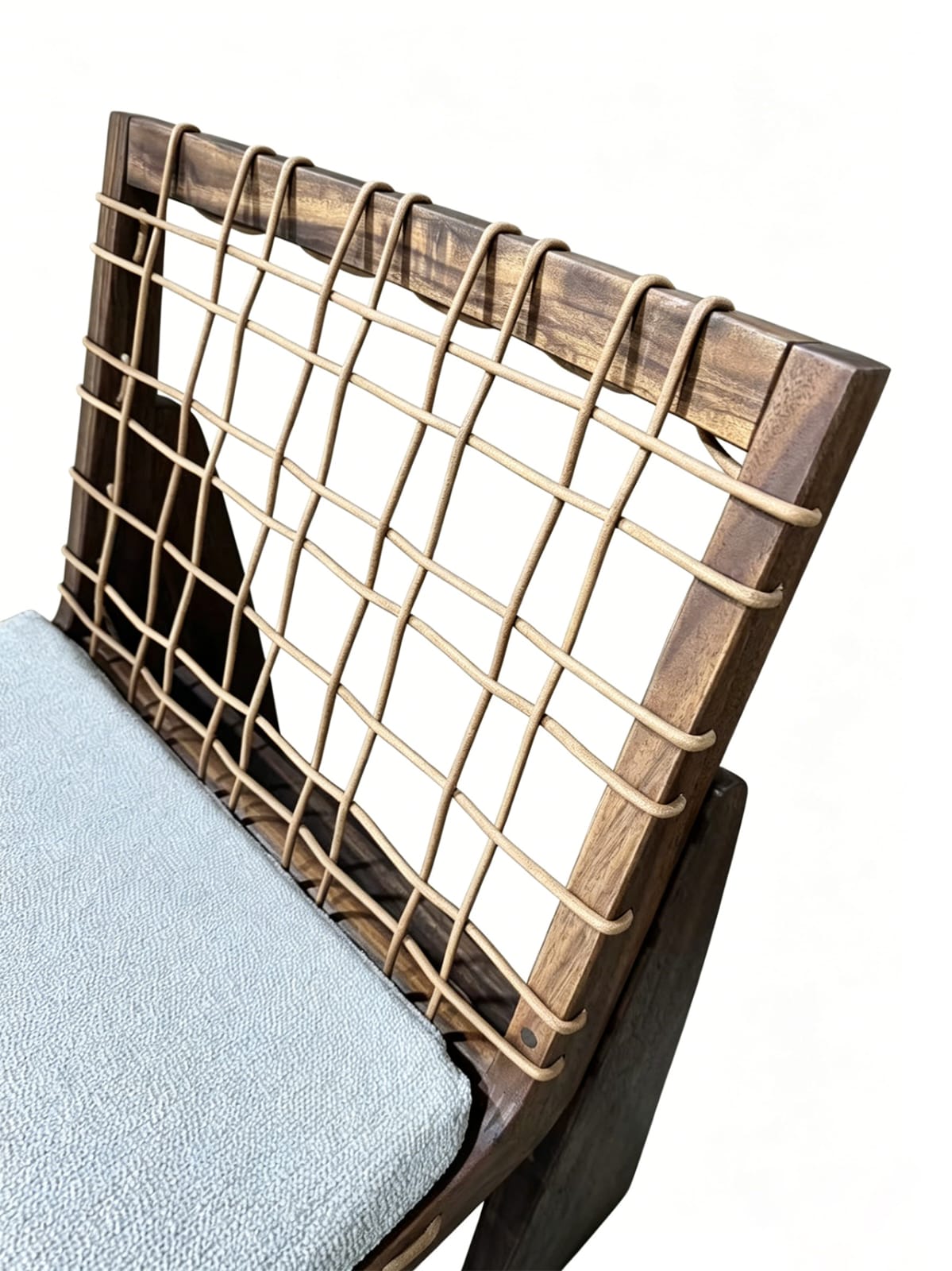 Silla Étnica África de Madera de Albizia y Cojín Beige 52,5 x 62 x 78 cm
