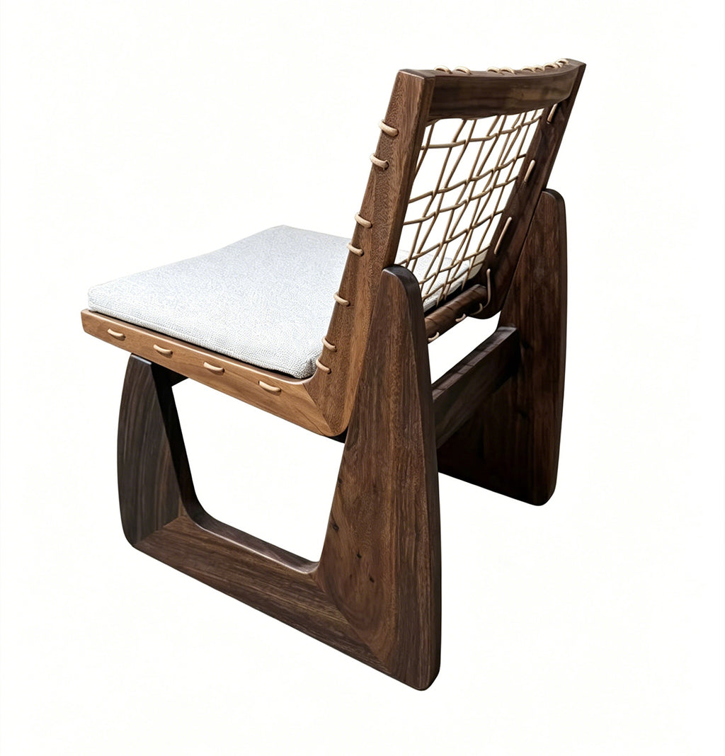 Silla Étnica África de Madera de Albizia y Cojín Beige 52,5 x 62 x 78 cm