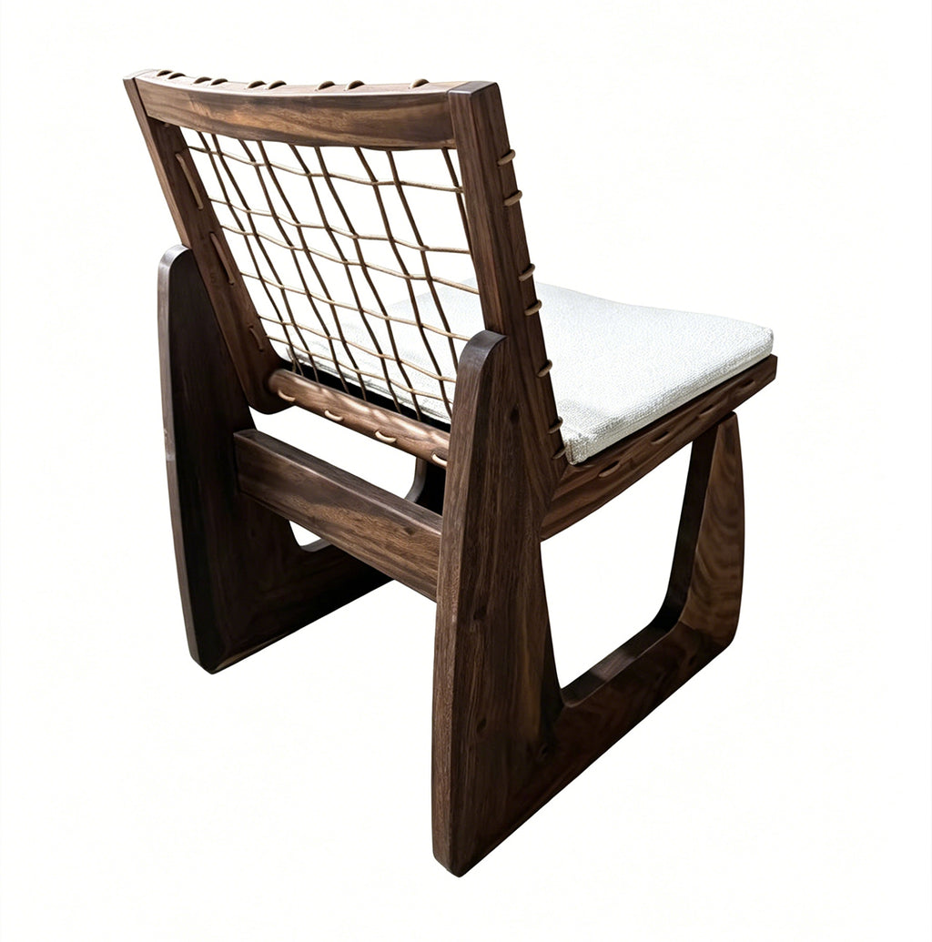 Silla Étnica África de Madera de Albizia y Cojín Beige 52,5 x 62 x 78 cm