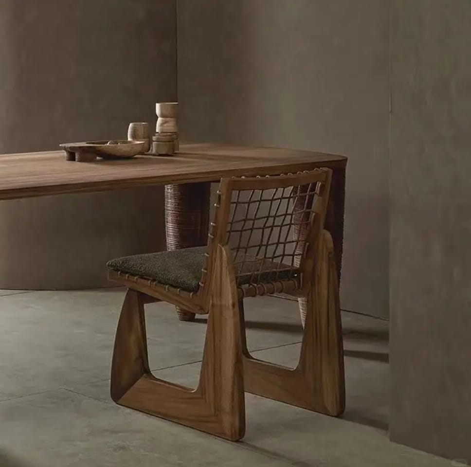 Silla Étnica África de Madera de Albizia y Cojín Beige 52,5 x 62 x 78 cm