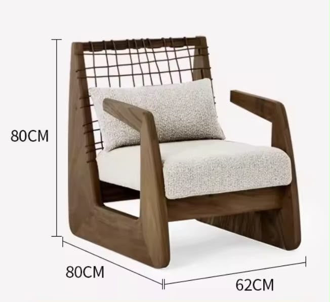 Poltrona África de Madera de Albizia y Tela Beige 62 x 80,5 x 80 cm