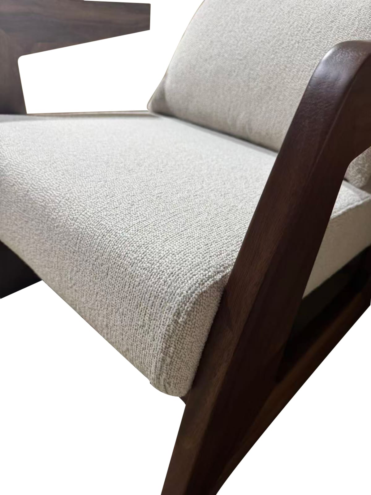 Poltrona África de Madera de Albizia y Tela Beige 62 x 80,5 x 80 cm