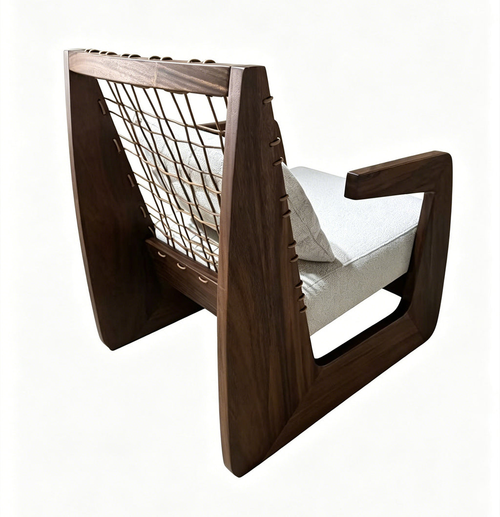 Poltrona África de Madera de Albizia y Tela Beige 62 x 80,5 x 80 cm