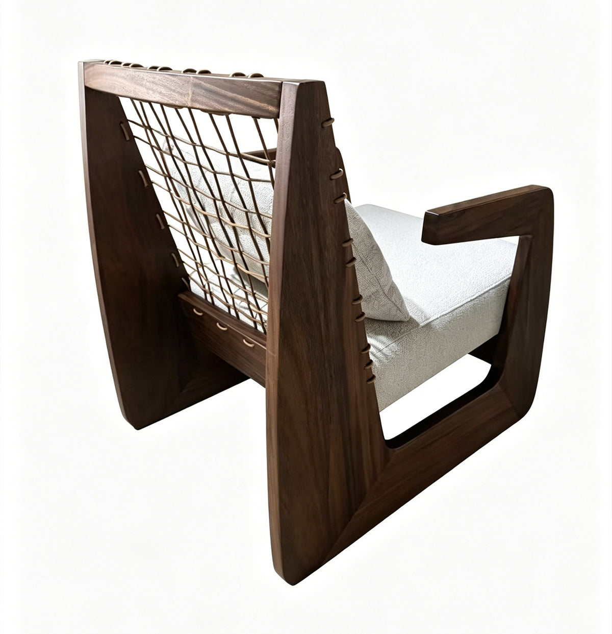 Poltrona África de Madera de Albizia y Tela Beige 62 x 80,5 x 80 cm