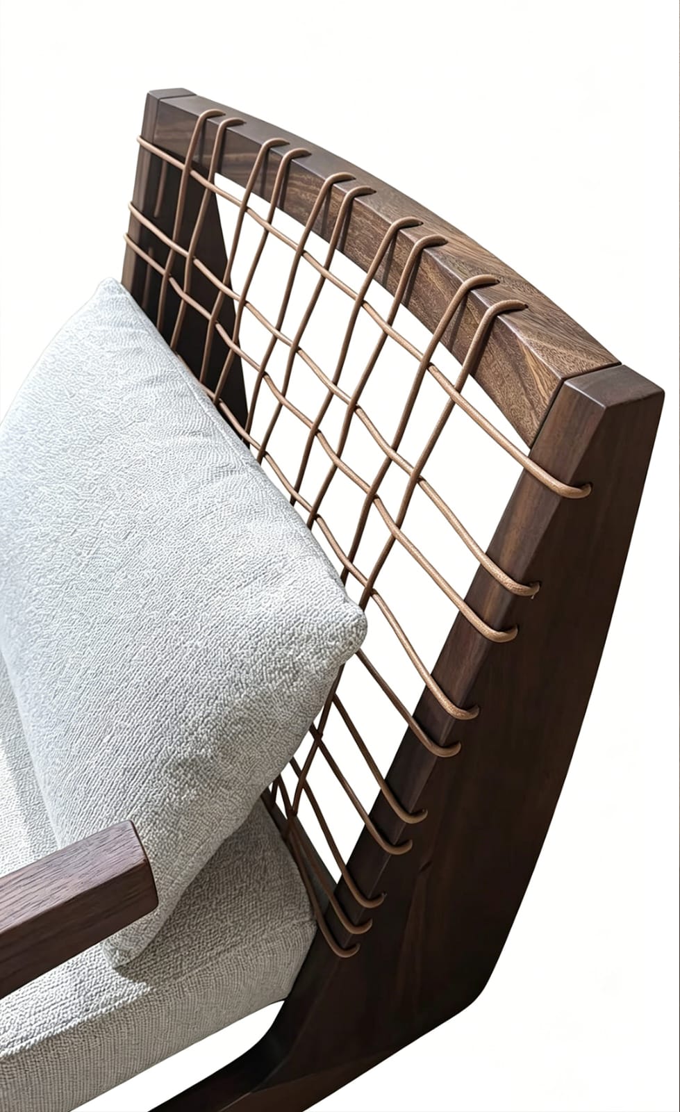 Poltrona África de Madera de Albizia y Tela Beige 62 x 80,5 x 80 cm