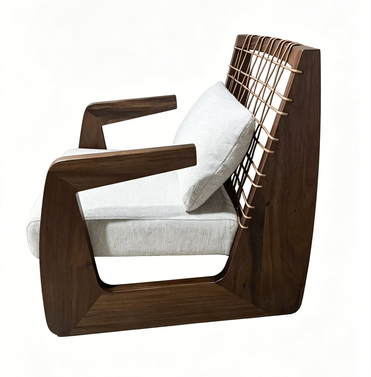 Poltrona África de Madera de Albizia y Tela Beige 62 x 80,5 x 80 cm