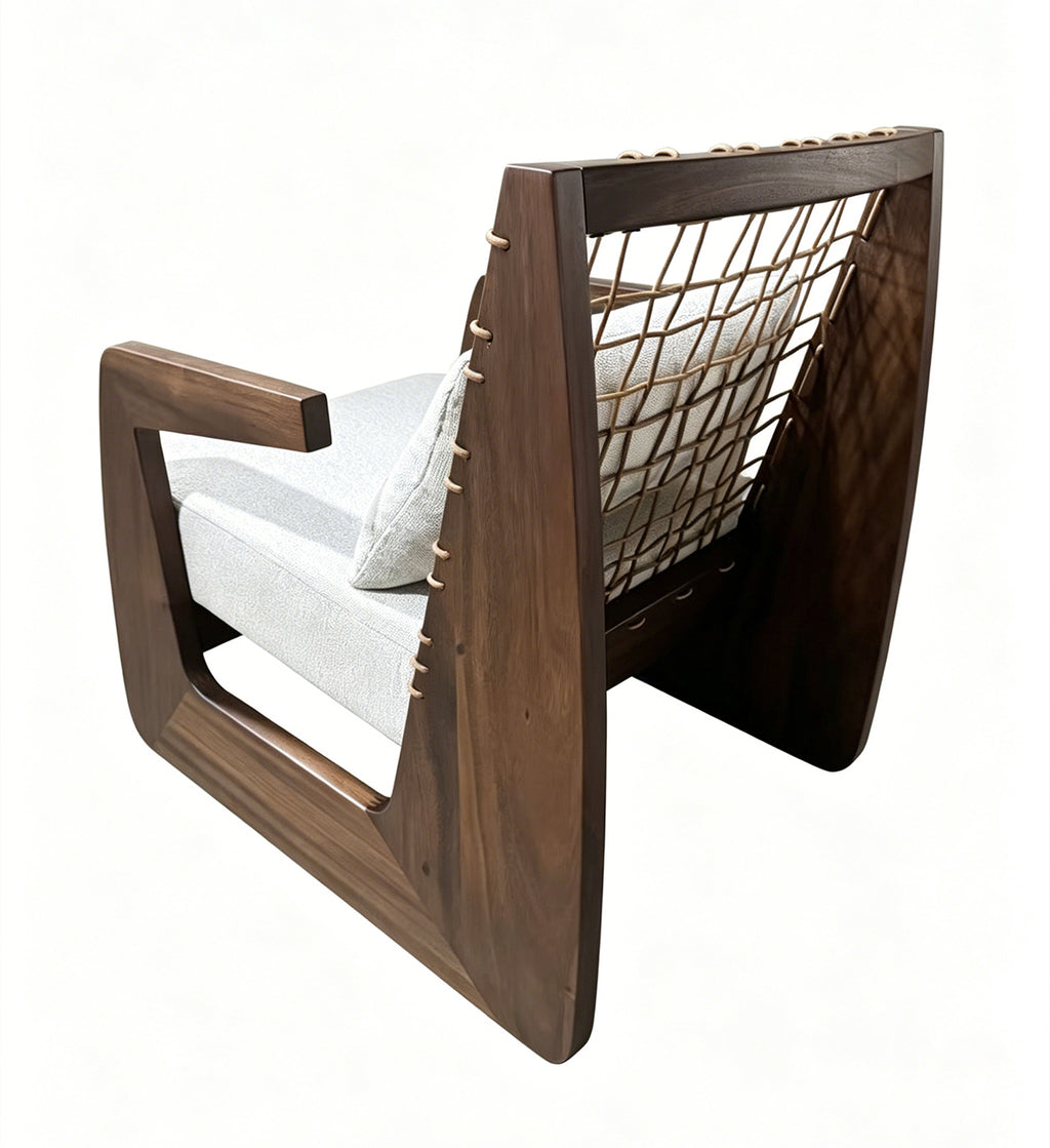 Poltrona África de Madera de Albizia y Tela Beige 62 x 80,5 x 80 cm