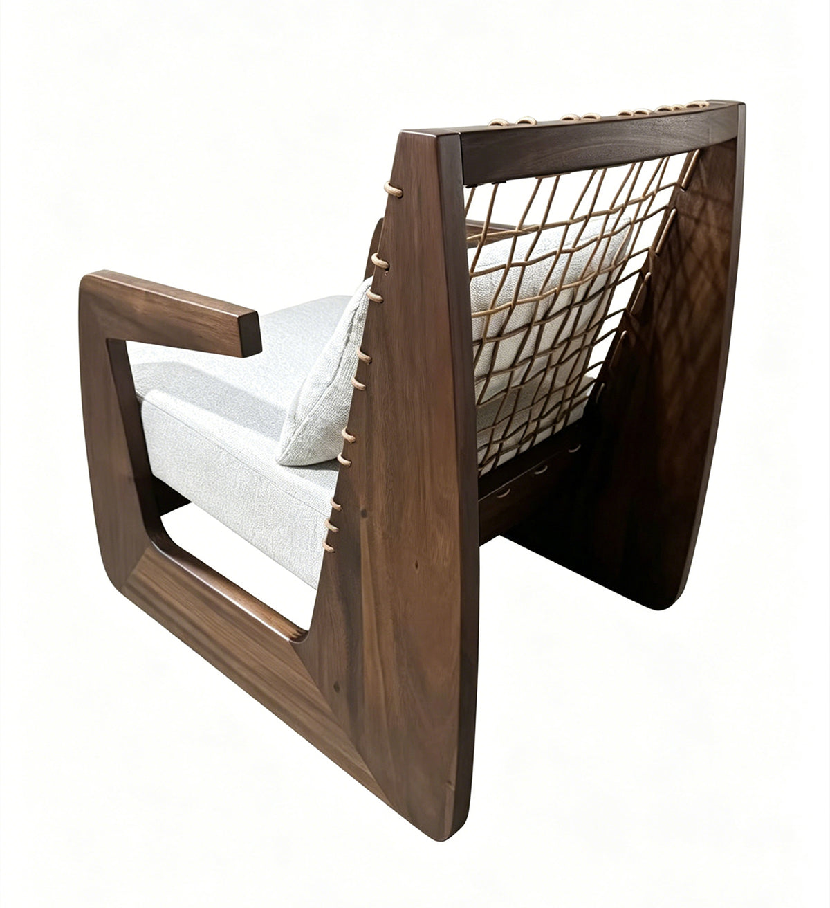 Poltrona África de Madera de Albizia y Tela Beige 62 x 80,5 x 80 cm