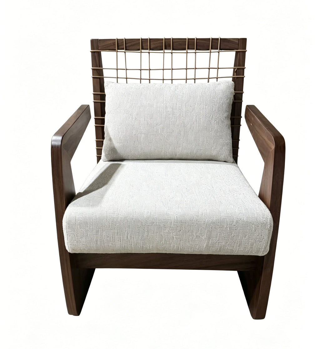Poltrona África de Madera de Albizia y Tela Beige 62 x 80,5 x 80 cm