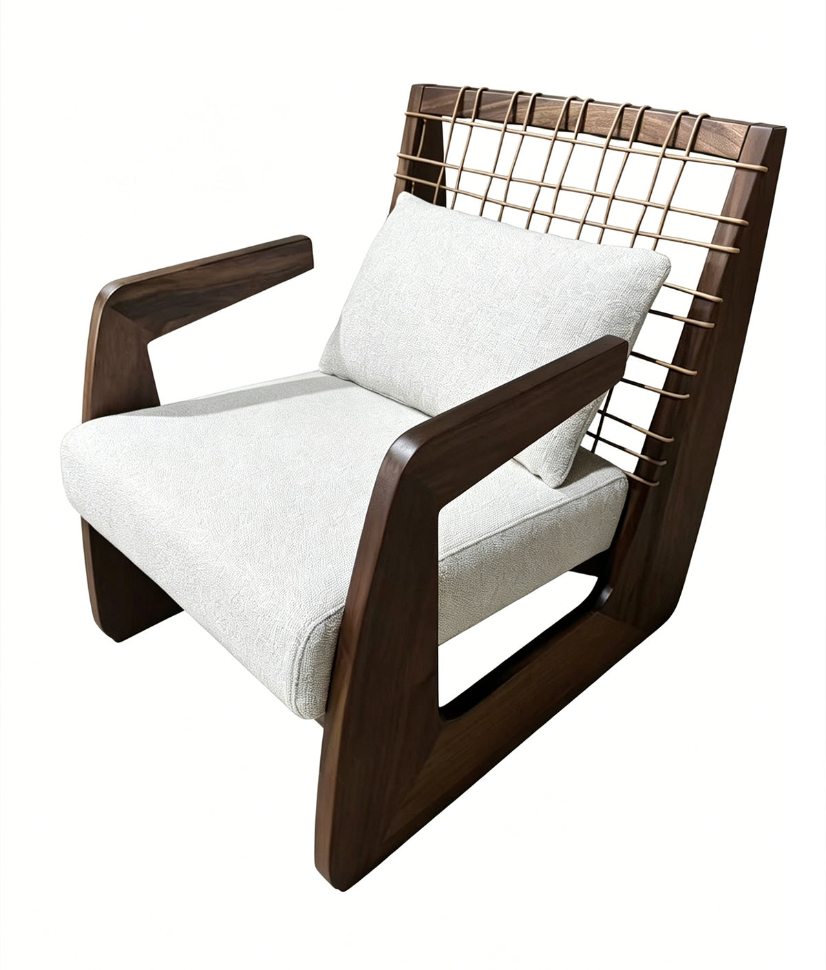 Poltrona África de Madera de Albizia y Tela Beige 62 x 80,5 x 80 cm