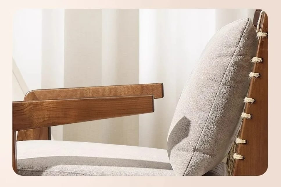 Poltrona África de Madera de Albizia y Tela Beige 62 x 80,5 x 80 cm