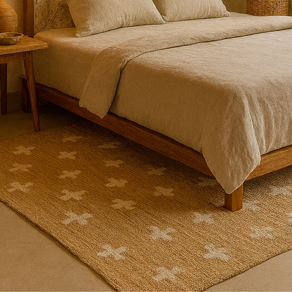 Alfombra cruces natural con blanco Yute 200 x 300cm