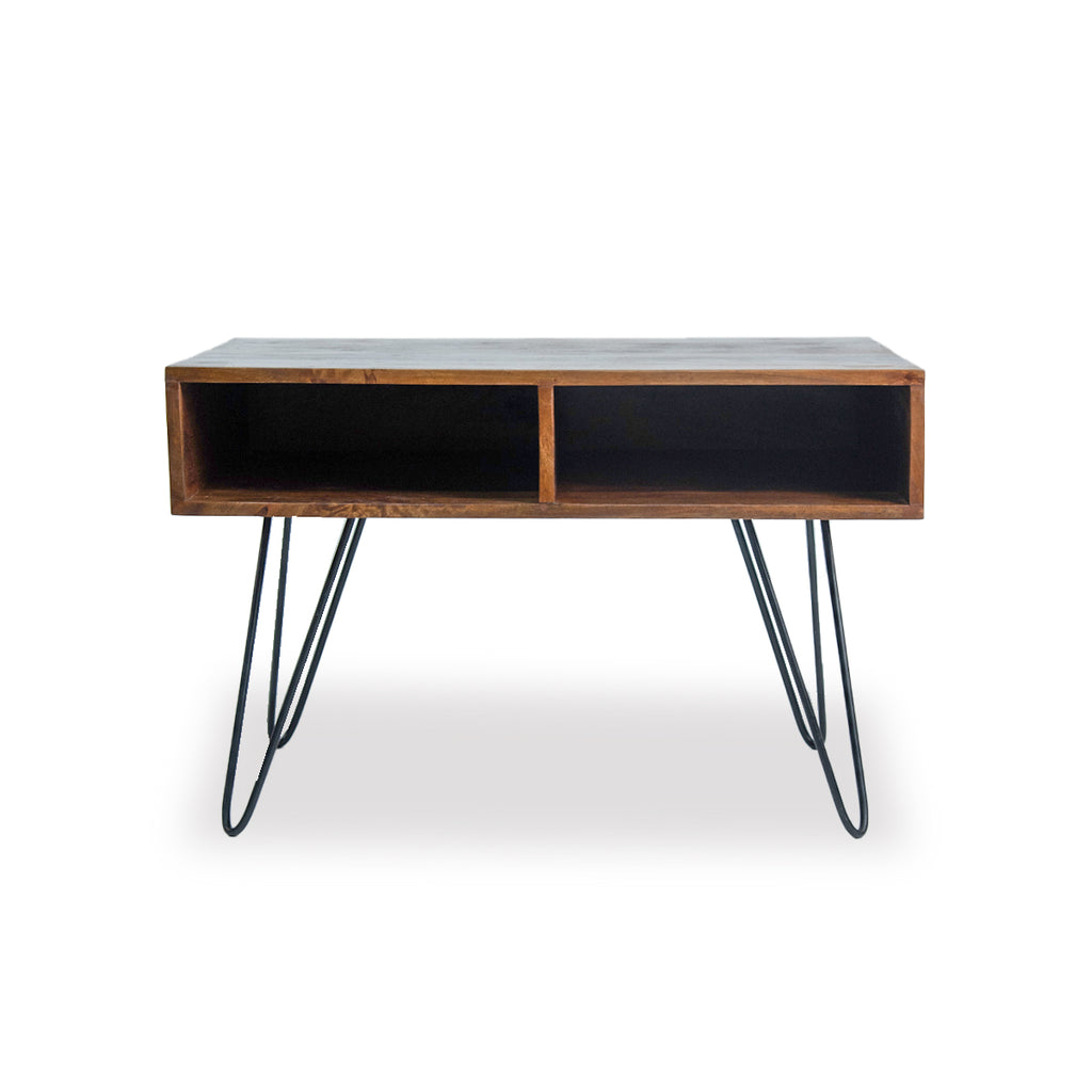 Mesa de Centro Madera de Mango patas de Metal 85x60x55cm