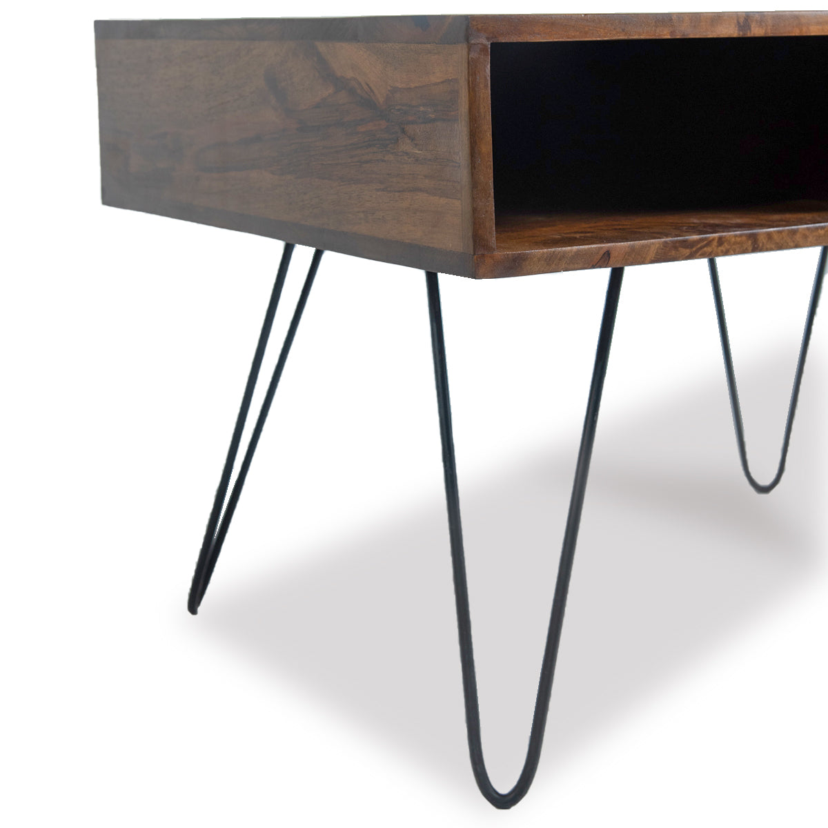 Mesa de Centro Madera de Mango patas de Metal 85x60x55cm