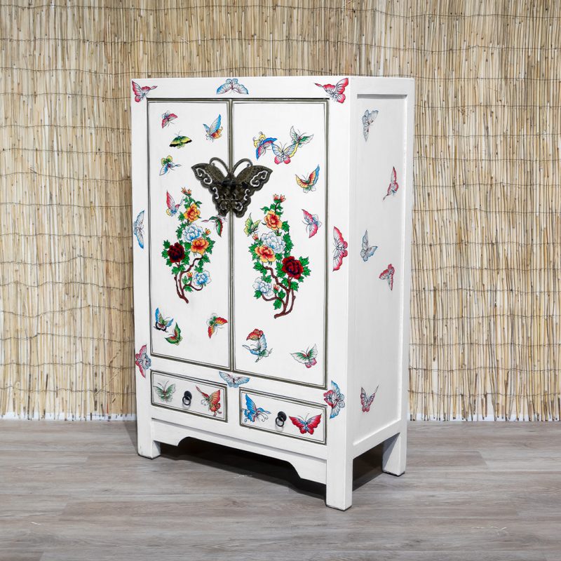 Gabinete Blanco Mariposas y Flores | Néctar Deco