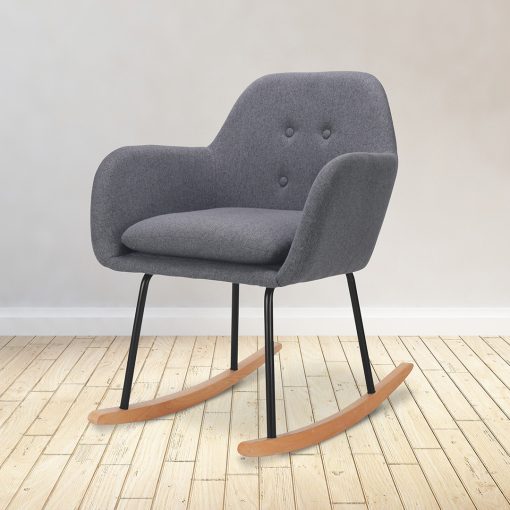 Sillón Mecedora Lino Cojín Gris – ALEGORÍA Decoración