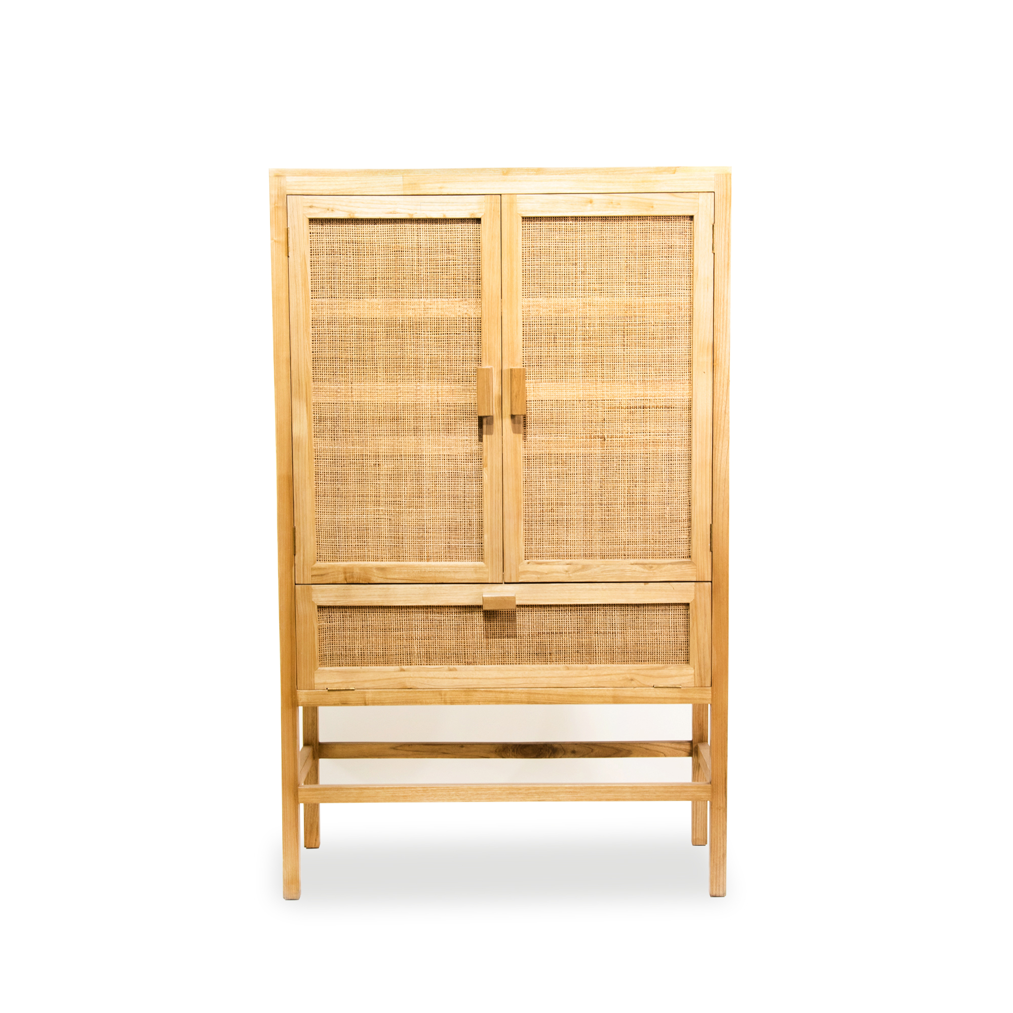 Botellero-mueble madera/rattan 2+1 cajón 54x31x93cm