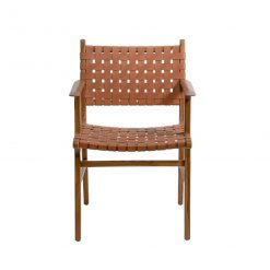 Silla de teca y cuero Roxy con apoyabrazos 61x52x89 cm