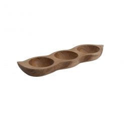 Bowl de madera de teca 3 compartimientos 36x11x4 cm