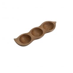 Bowl de madera de teca 3 compartimientos 36x11x4 cm
