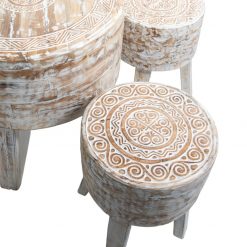 Set de mesa de centro y taburetes madera de teca