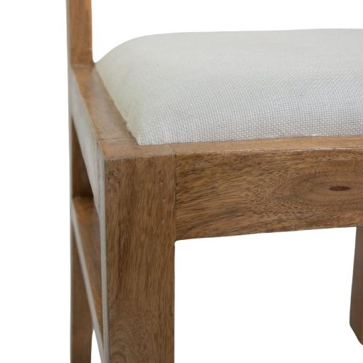 Silla de madera de mango asiento tapizado blanco 103 x 45 x 50 cm