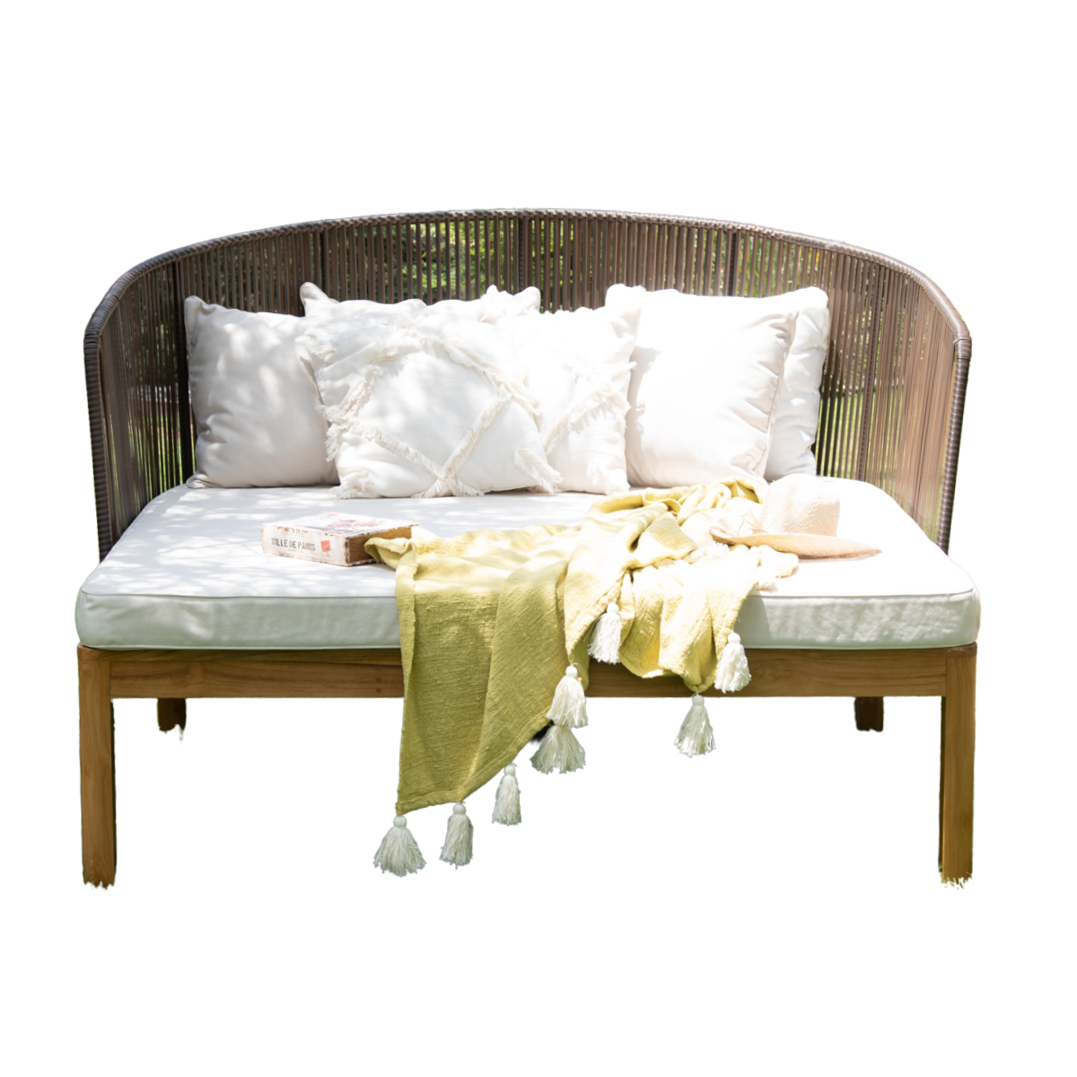 Sofá cama de rattan para exterior madera de teca y aluminio 170 |  NectarDeco.cl
