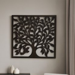 Panel decorativo arbol de la vida madera tallada 100 x 100 cm