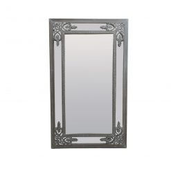 Espejo de madera tallado blanco decapado 90 x 150 cm
