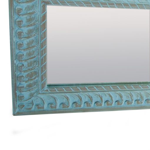 Espejo borde turquesa madera tallado 60 x 150 cm