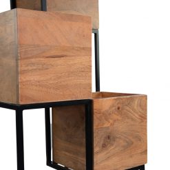 Porta maceteros madera de acacia estructura de hierro 4 niveles 120 cm