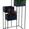 Porta maceteros negro madera de mango estructura de hierro 4 niveles 115 cm