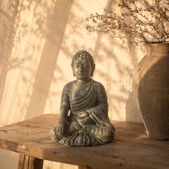 Figura Decorativa Buda Mediano Negro en Yeso - Tamaño M