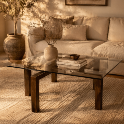 Mesa de Centro Base de Madera Teca 90x90 cm (Sin Cristal)