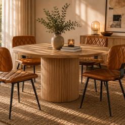 Silla Comedor de Cuero Café Cognac Lisboa | NéctarDeco