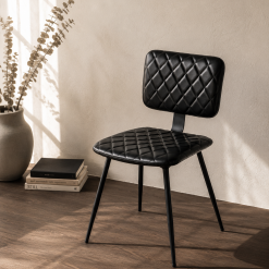 Silla Lisboa Cuero Full Grain Negro