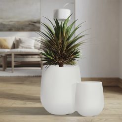 Macetero Bucarest Beige redondo poliresina ( Seleccione Tamaño)