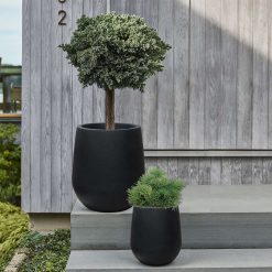 Macetero Cracovia Negro Redondo Poliresina (Seleccione Tamaño)