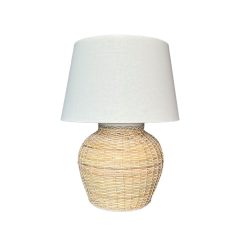 Lampara de mesa Lucia redonda Fibra natural + Pantalla crema