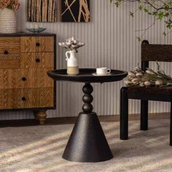 Mesa centro y lateral Verónica redonda negra 60 x 60 x 61cm