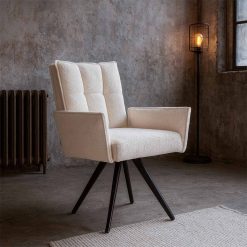 Silla Preston – Tela Beige con Brazos y Base Metálica Giratoria 66 X 63 X 92CM