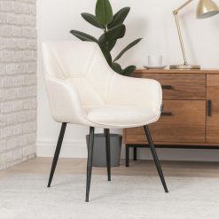 Silla Charlie Tela Beige con Brazos y Estructura Metálica Negra 57 X61,5 X 84CM