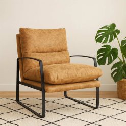 Poltrona Thomas – Tela Café Chocolate con Estructura Metálica Negra 89 X 66 X 92CM