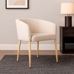 Silla Thomas Tela Café Chocolate y Patas con Terminación Madera 89 X 66 X 92CM