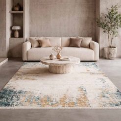 Alfombra Turca Perre015 Crema/Azul (Selecciona Tamaño)