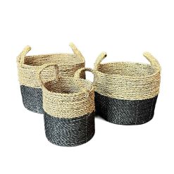 Set 3 canastos Babilonia natural / negro
