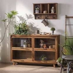 ARRIMO SIXTINO GRANDE 4 PUERTAS EN MADERA DE PINO Y VIDRIO 150×38×95 CM